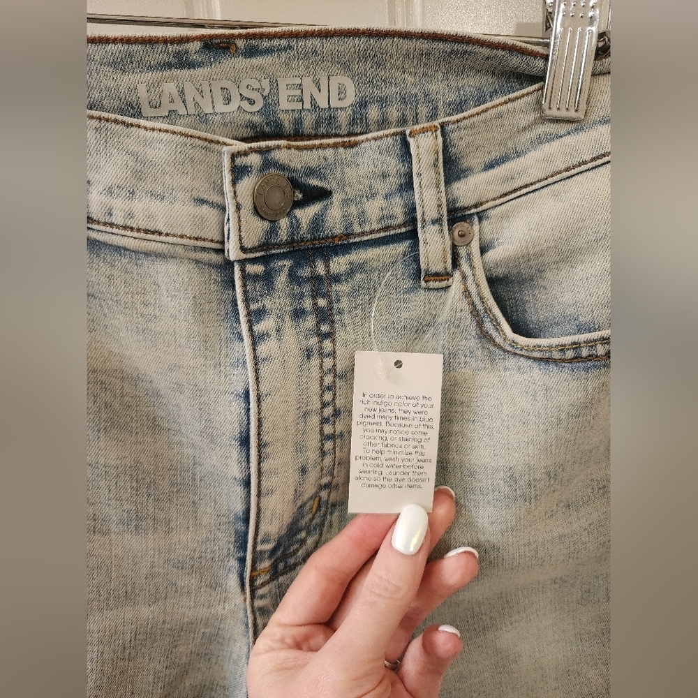 Lands’ End High Rise Slim Ankle Jeans Size 10 Petite Acid Wash NWT - Picture 2 of 5